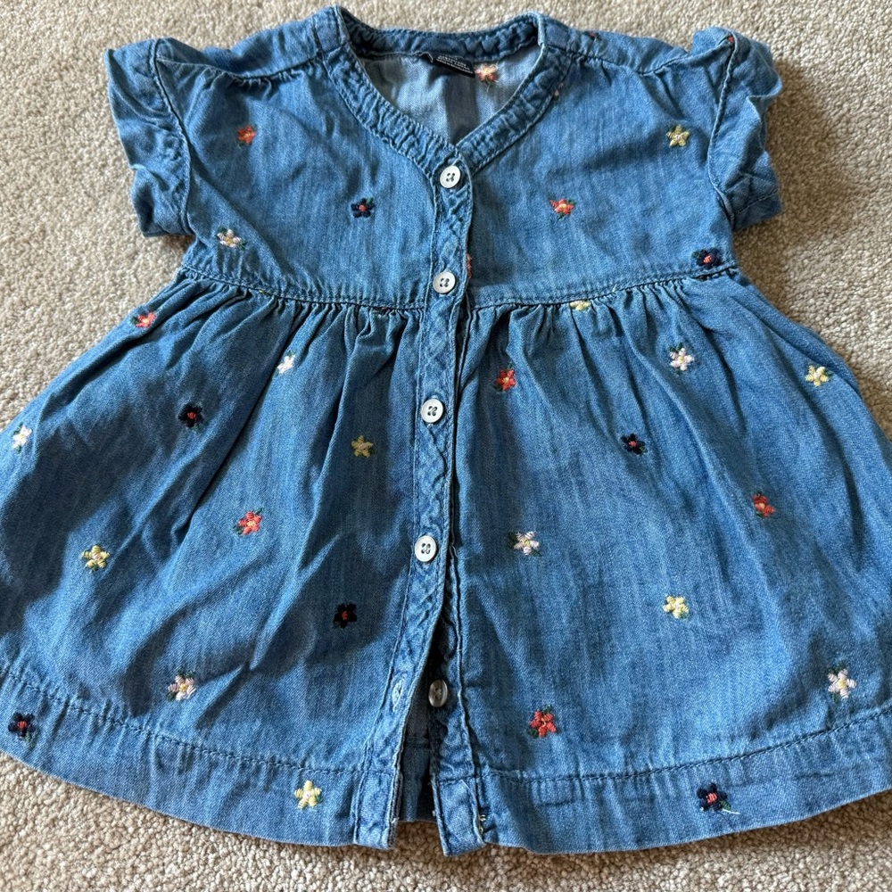 GAP Denim Baby Dress with Embroidery